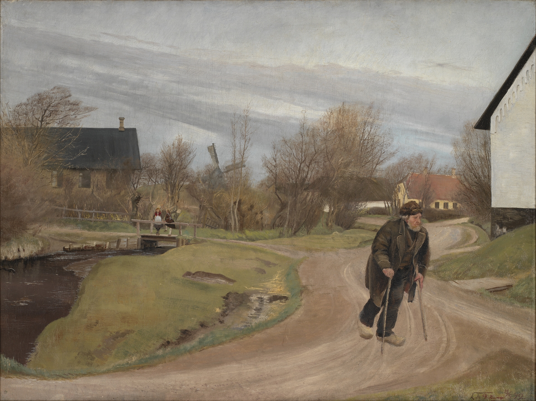 Springtime in Hals, Jutland by Laurits Andersen Ring, oil painting of a woman in a meadow.