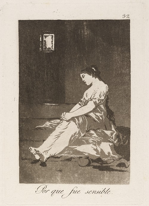 Francisco de Goya's painting 'Por que fue sensible' explores themes of vulnerability and emotional depth.
