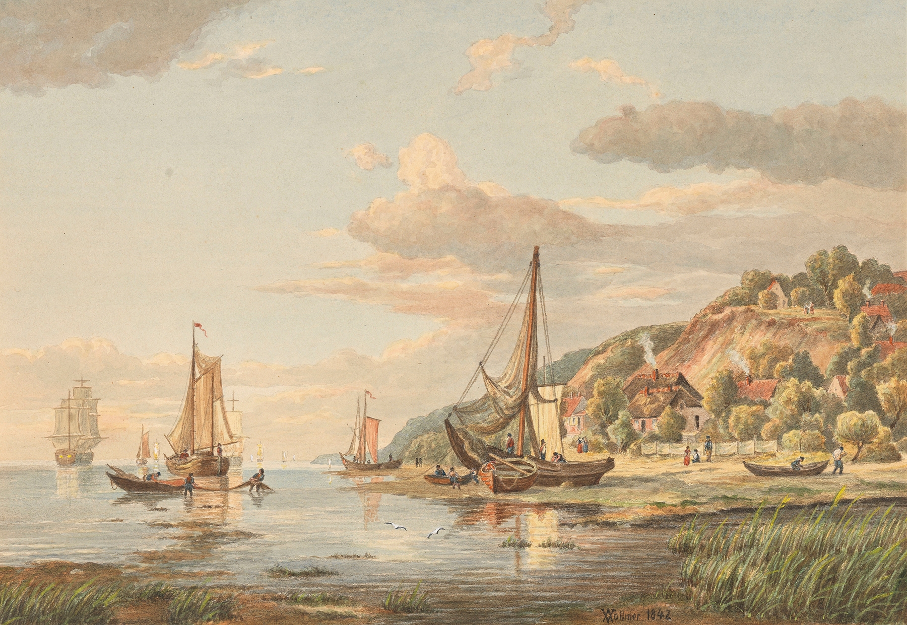 Die Elbe bei Blankenese, by Adolf Friedrich Vollmer, public domain