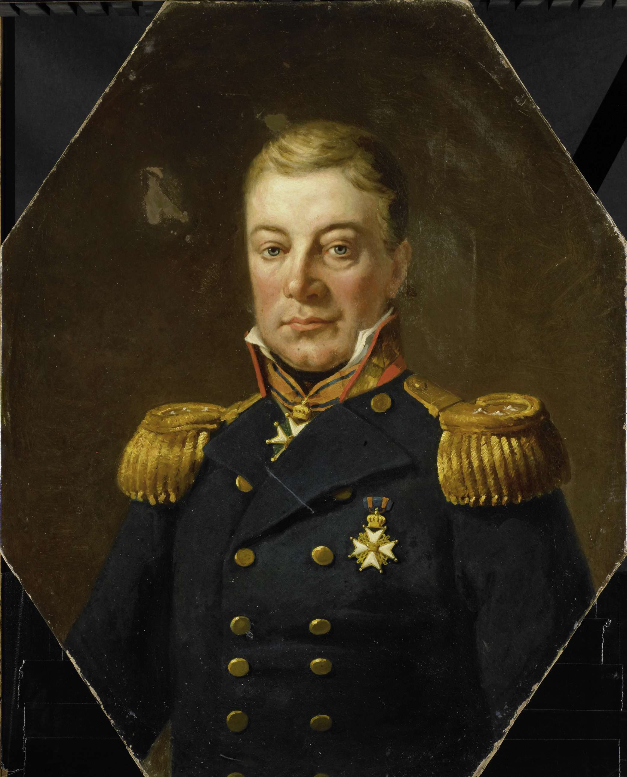 Portrait of a figure in ochre and muted greens, oil painting by Unknown Artist