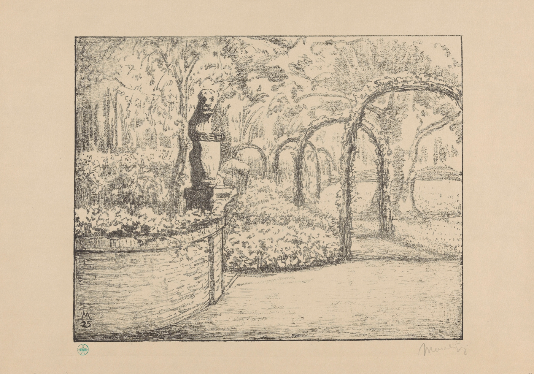 Tuin met rozenbogen op landgoed Zorgvliet Zorgvliet I, by Simon Moulijn, public domain