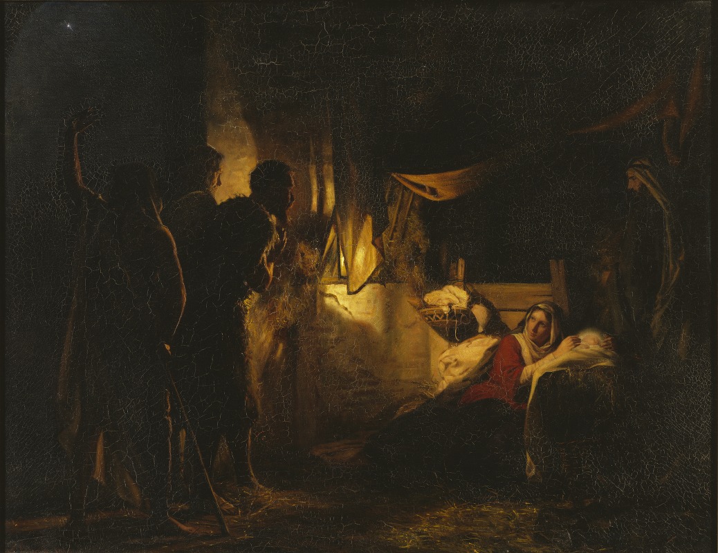 Carl Bloch's 'Adoration of the Shepherds' depicts a tender nativity scene.