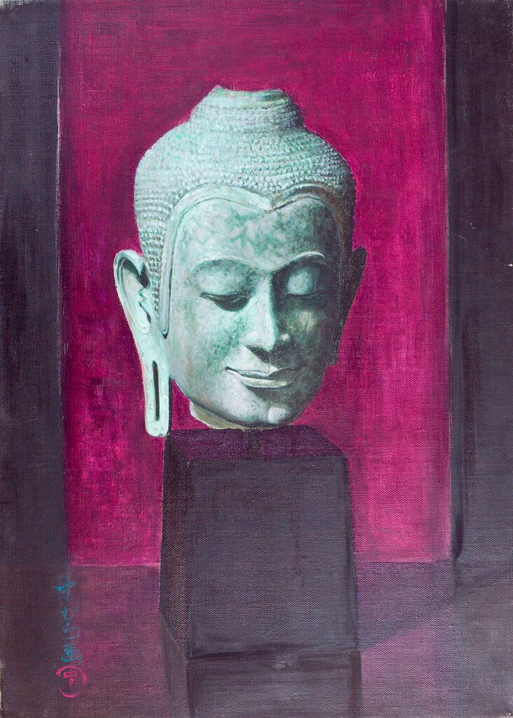 Still Life with Oriental Head by Kanji Nakamura, oil on canvas