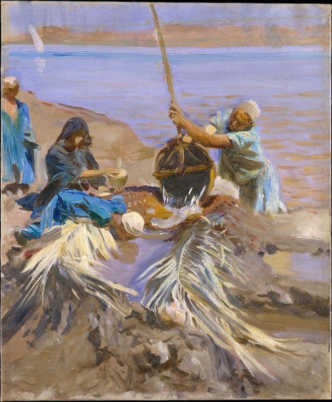 John Singer Sargent's painting depicts Egyptians raising water from the Nile.