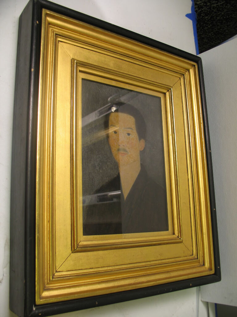 Self-Portrait by Kanji Nakamura, oil on canvas depicting a thoughtful face.