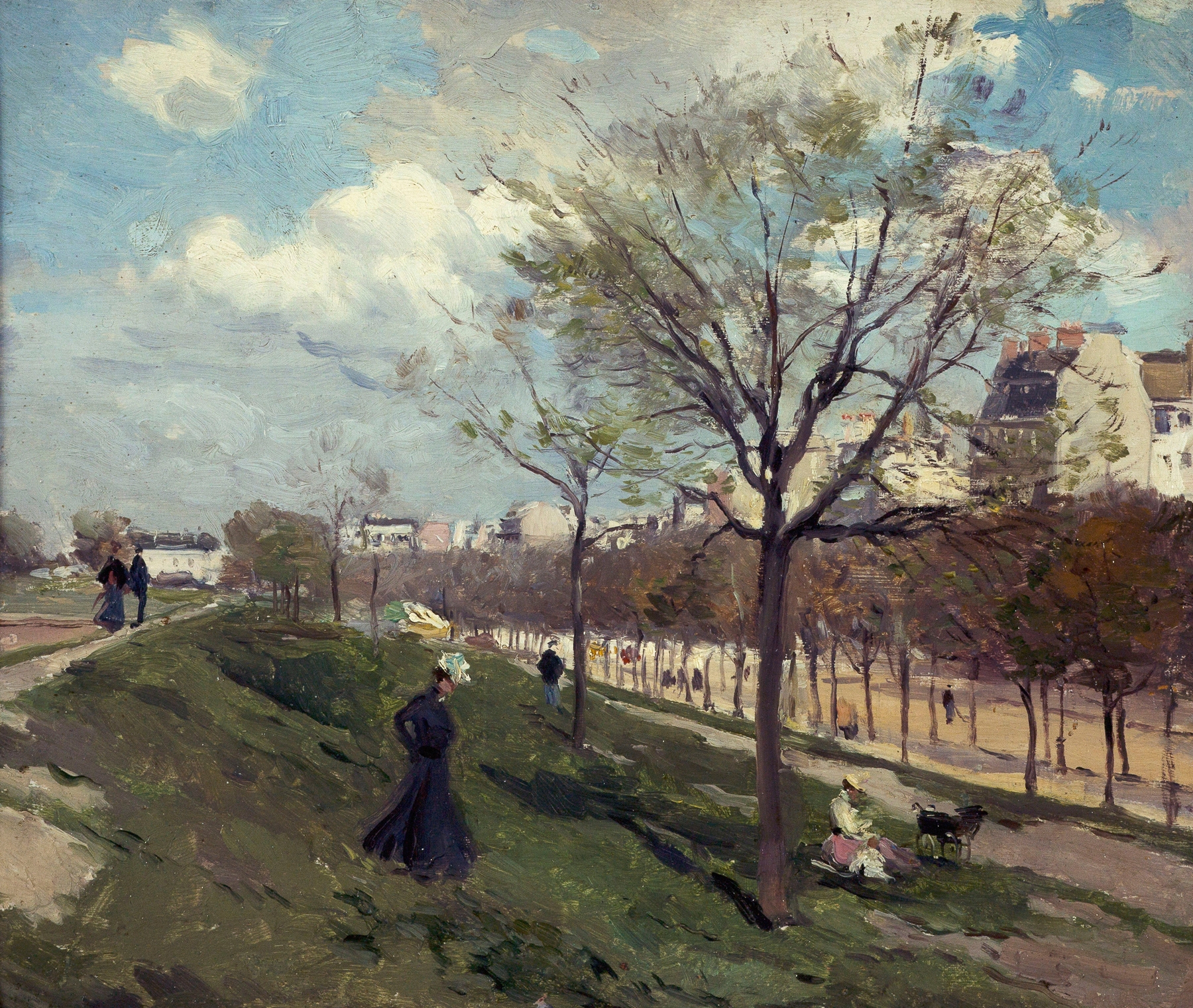 Les Fortifications, boulevard Gouvion-Saint-Cyr by Ferdinand Marks, oil painting depicting urban landscape.