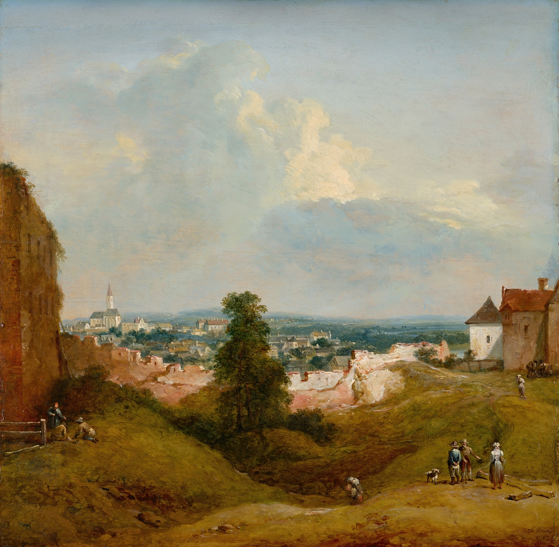 Aussicht von der Albrechtsburg in Klosterneuburg, by Johann Christian Brand, public domain