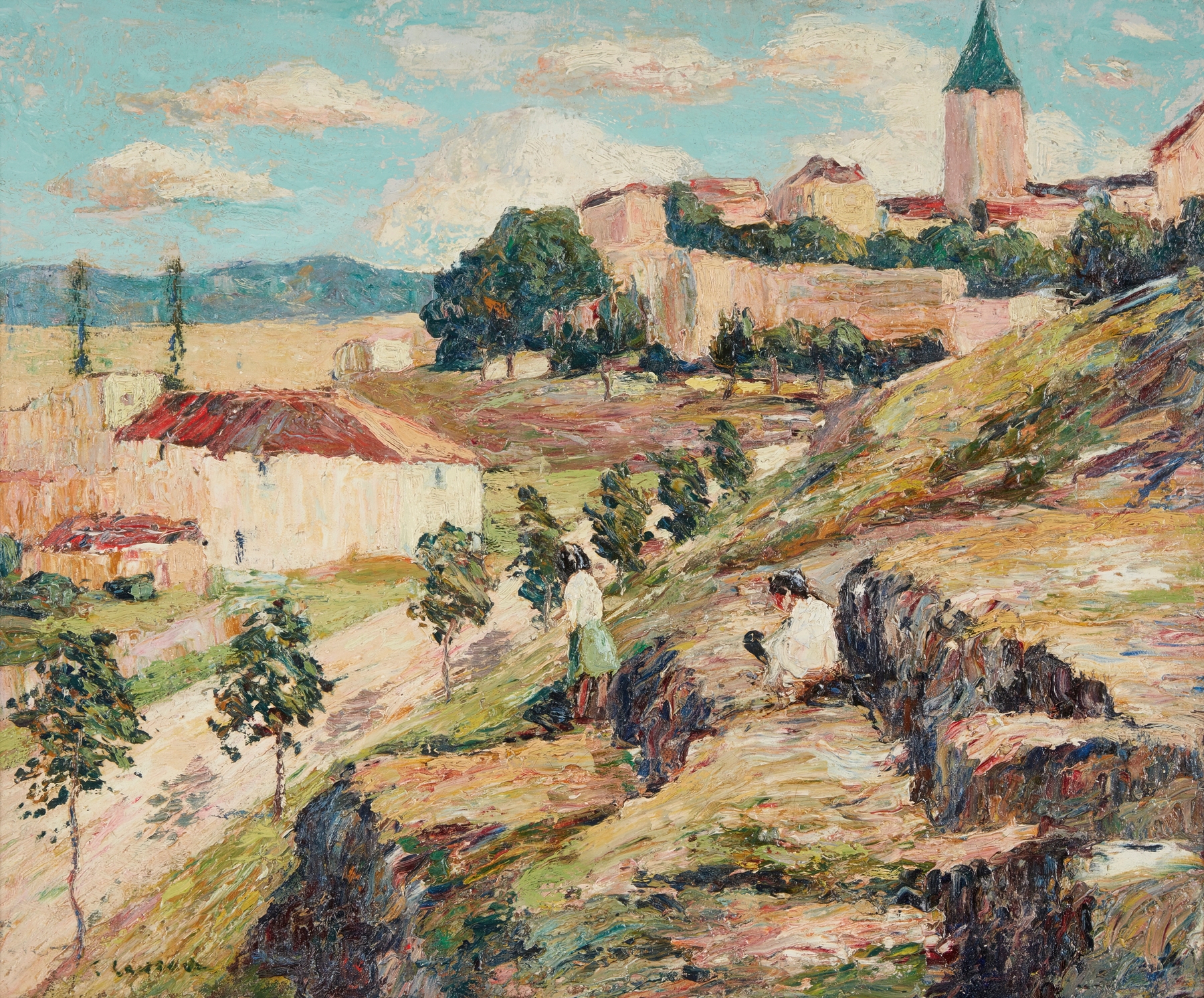 A Bright Day, Spain (Segovia), by Ernest Lawson, public domain