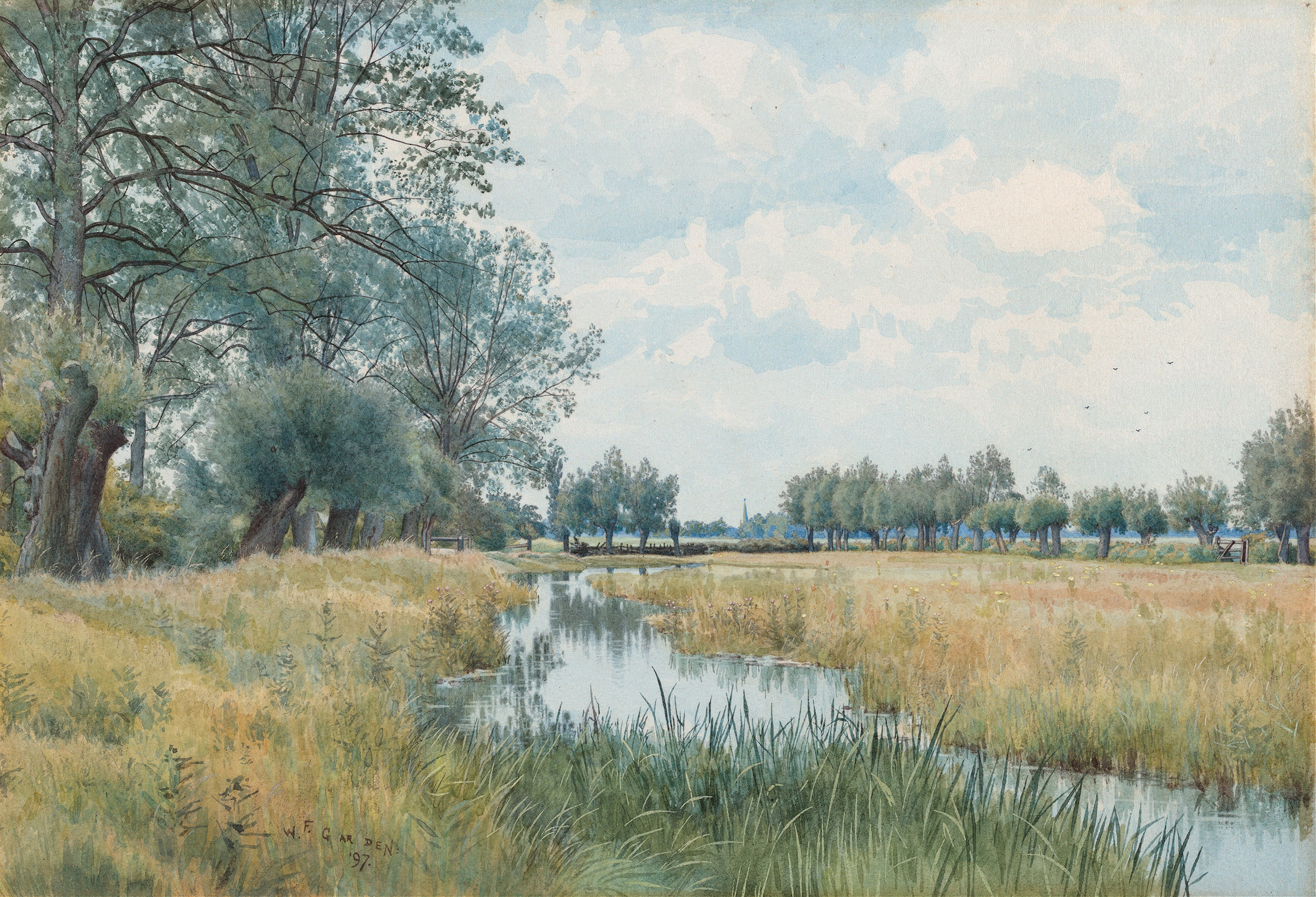River landscape near St. Ives, Huntingdonshire, oil on canvas by William Fraser Garden