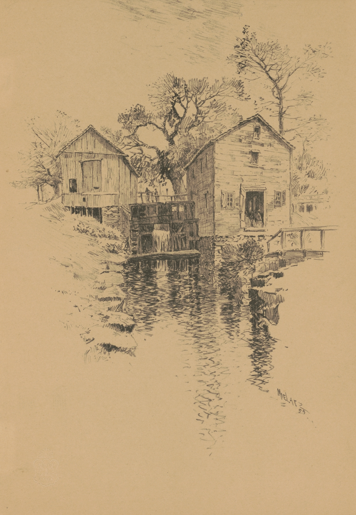 Old mill in Van Cortlandt Park, oil painting by Charles Frederick William Mielatz