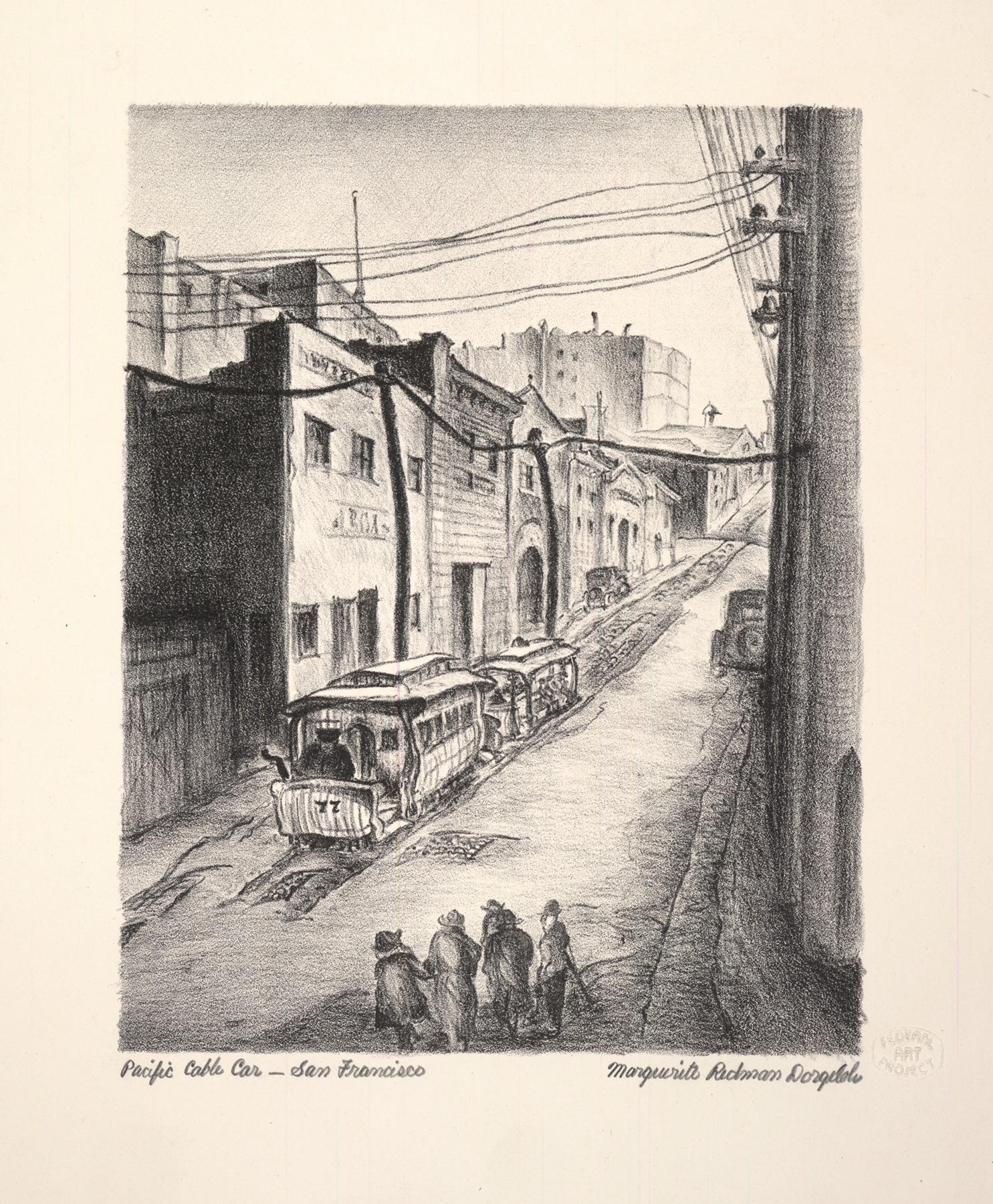 Cable car in San Francisco by Marguerite Redman Dorgeloh, modernism