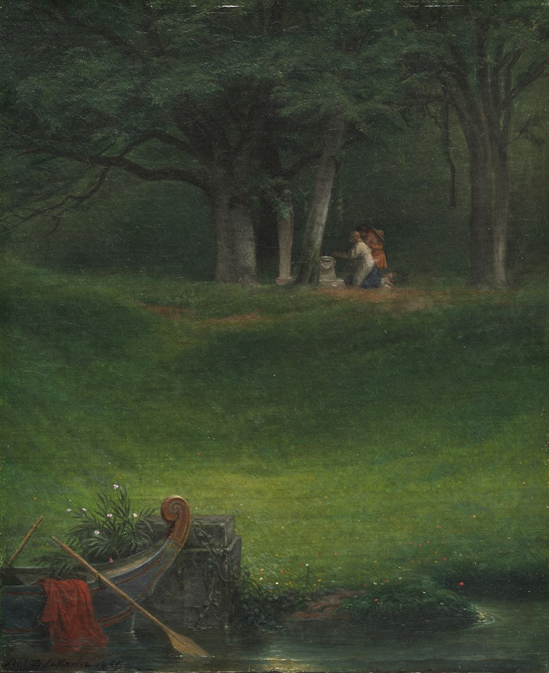 A depiction of a mythological scene featuring the god Pan.