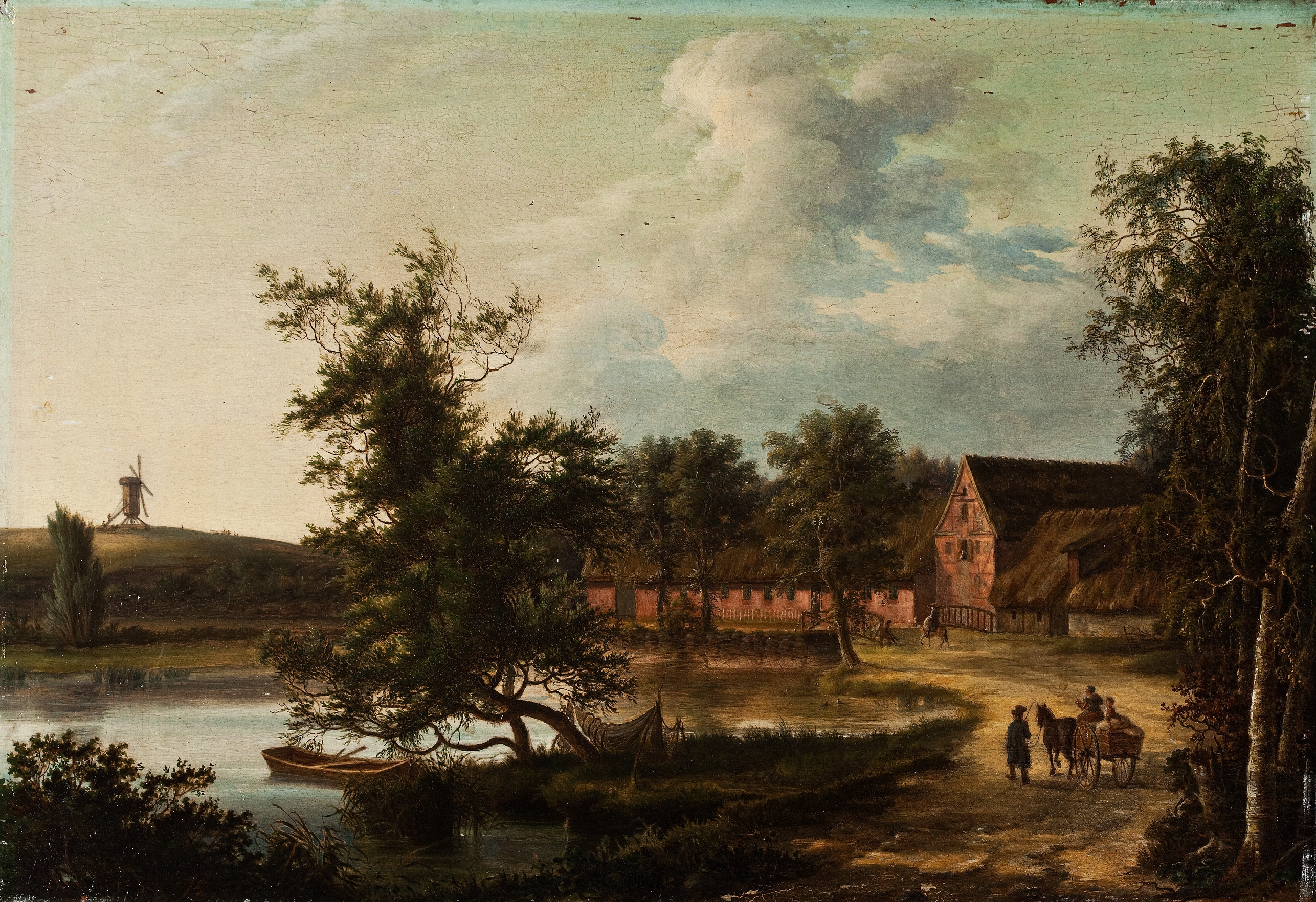 Landscape with the mill at Bromme, oil on canvas by Hans Harder