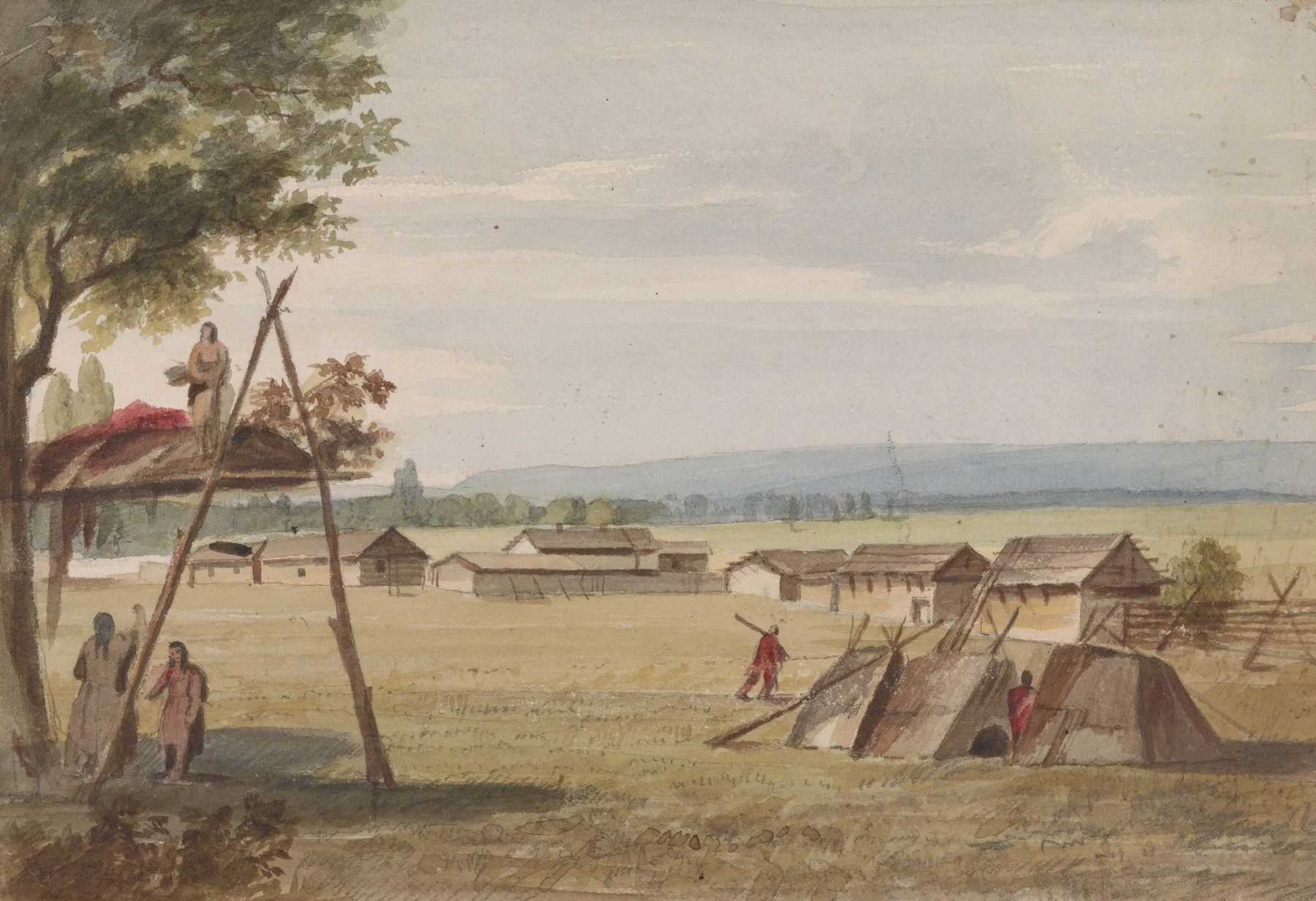 Landscape with a solitary figure in the wilderness, oil painting by John Mix Stanley