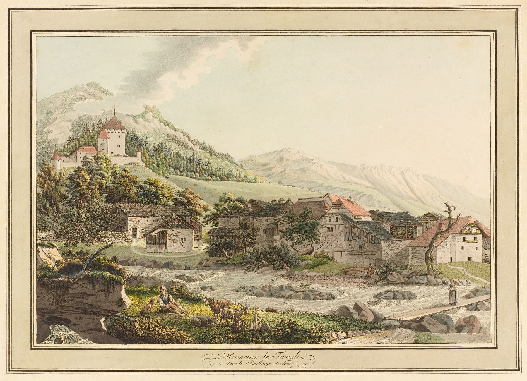 Landscape of Le Hameau de Tavel by Pierre Samuel Louis Joyeux, oil on canvas