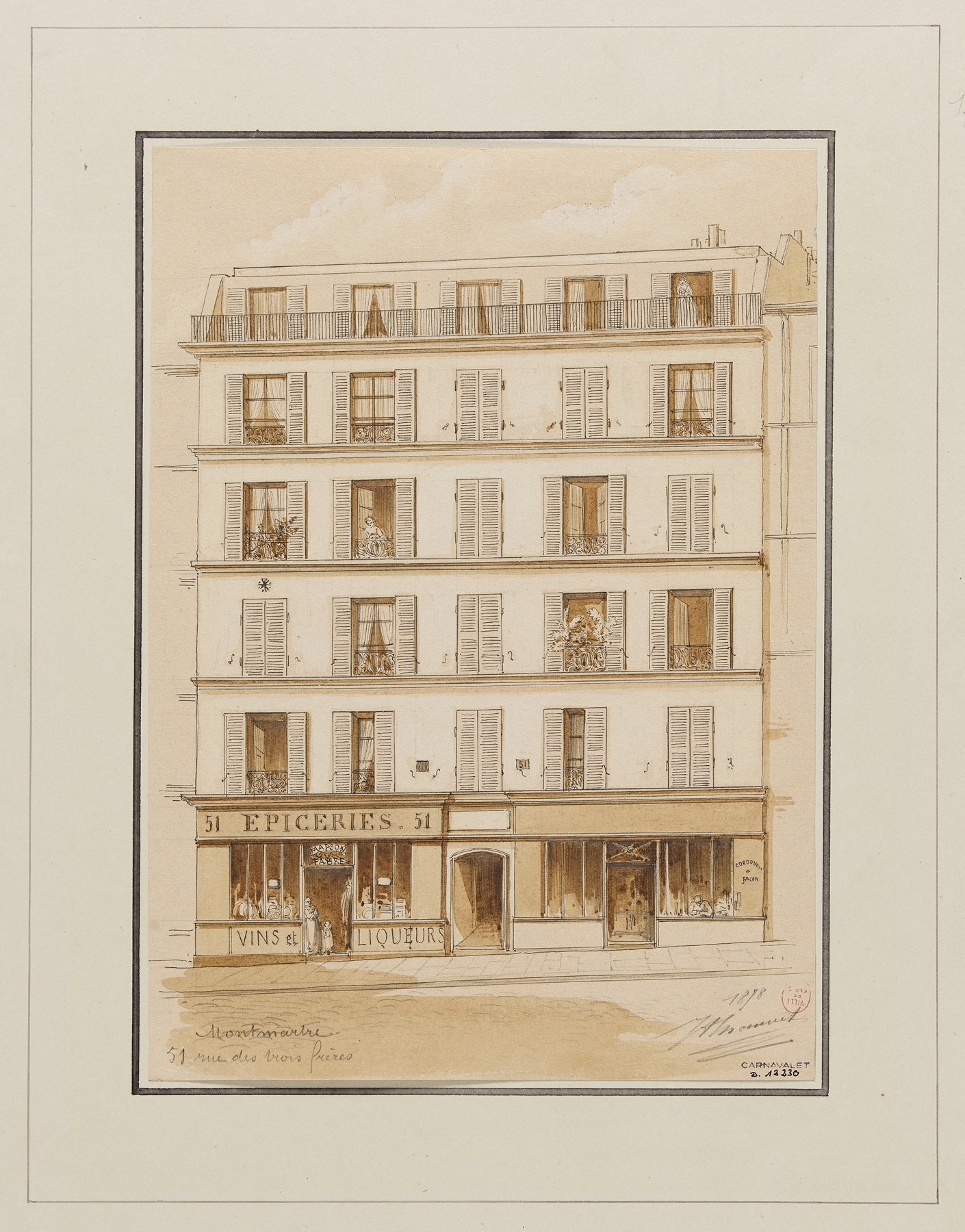 Architecture by Jules-Adolphe Chauvet, 1878, depicting a Montmartre building.