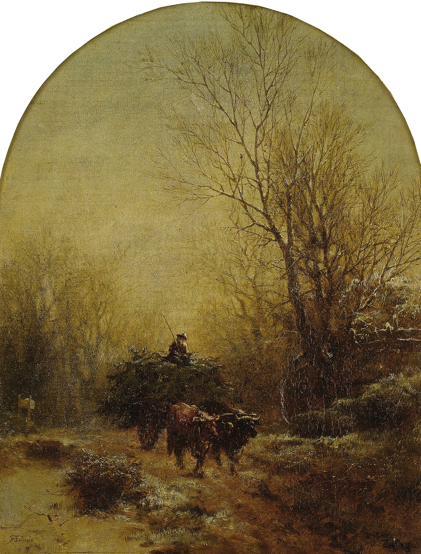 A Full Wagon by Albert Fitch Bellows, oil painting depicting a wagon filled with wheat in a landscape.