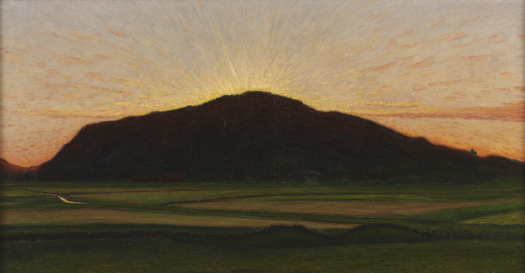 Impressionist landscape by Karl Nordström, depicting hills and water in soft light, 1909.