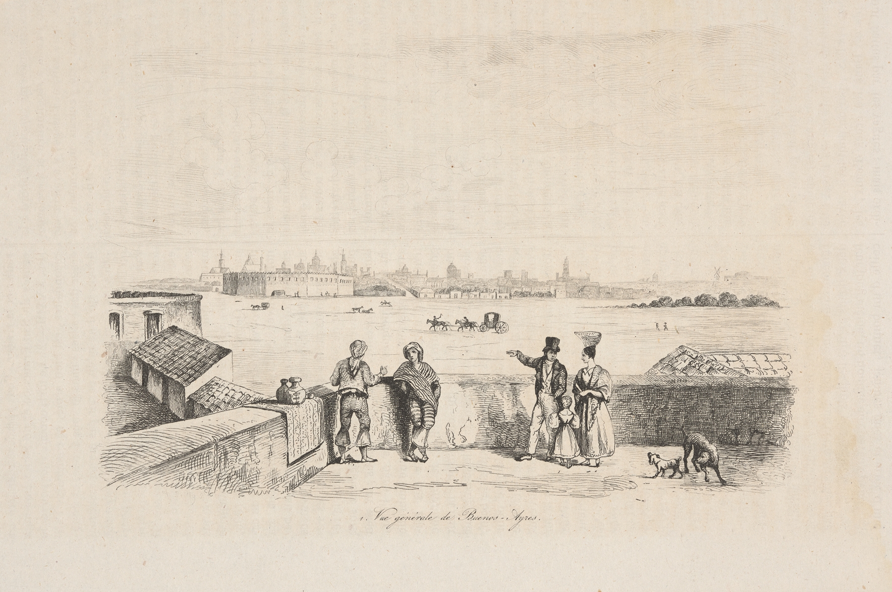 General view of Buenos Aires by Louis-Léopold Boilly, oil on canvas, depicting a bustling cityscape.