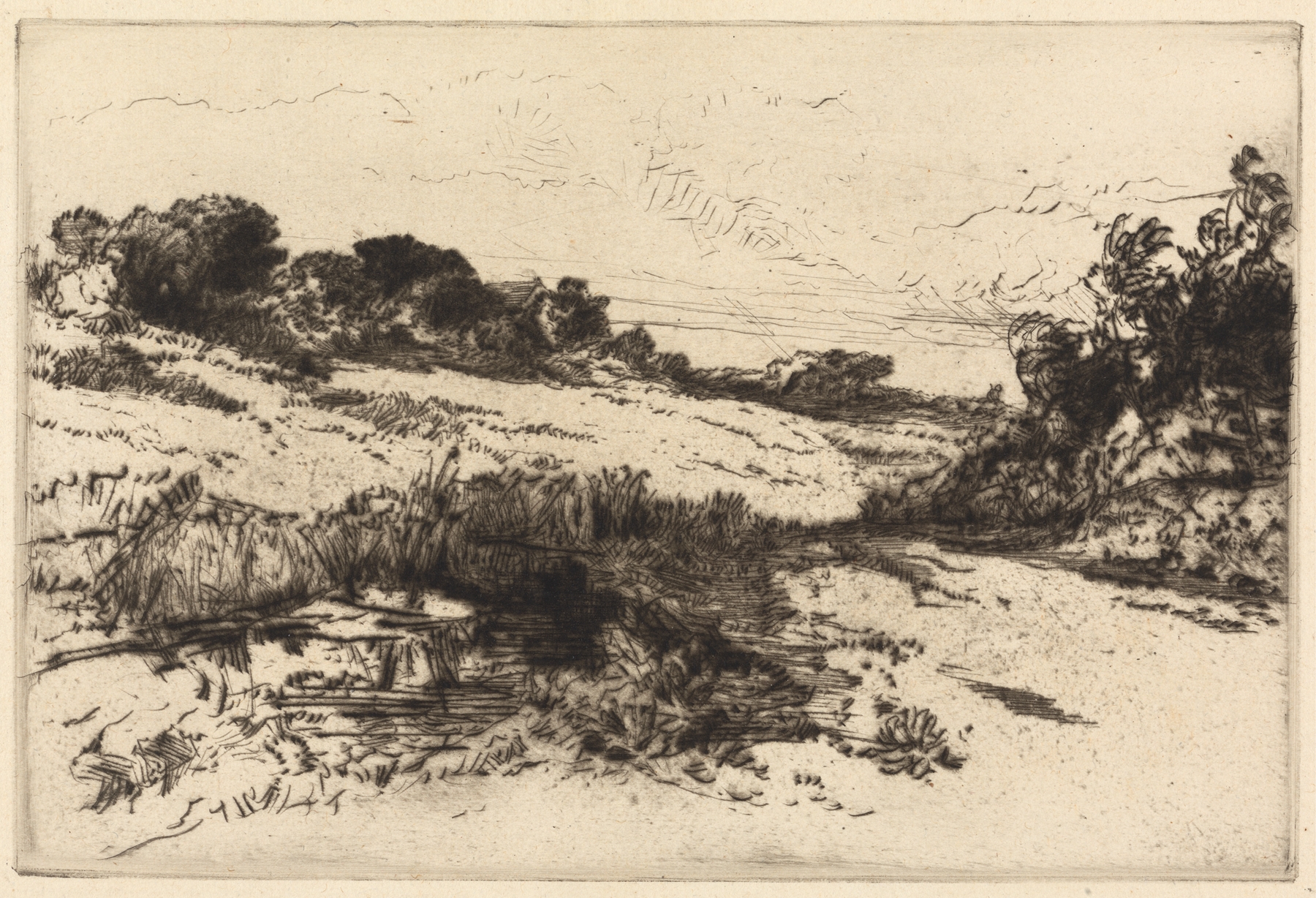 Windmill Hill, no. 1, by Francis Seymour Haden, public domain