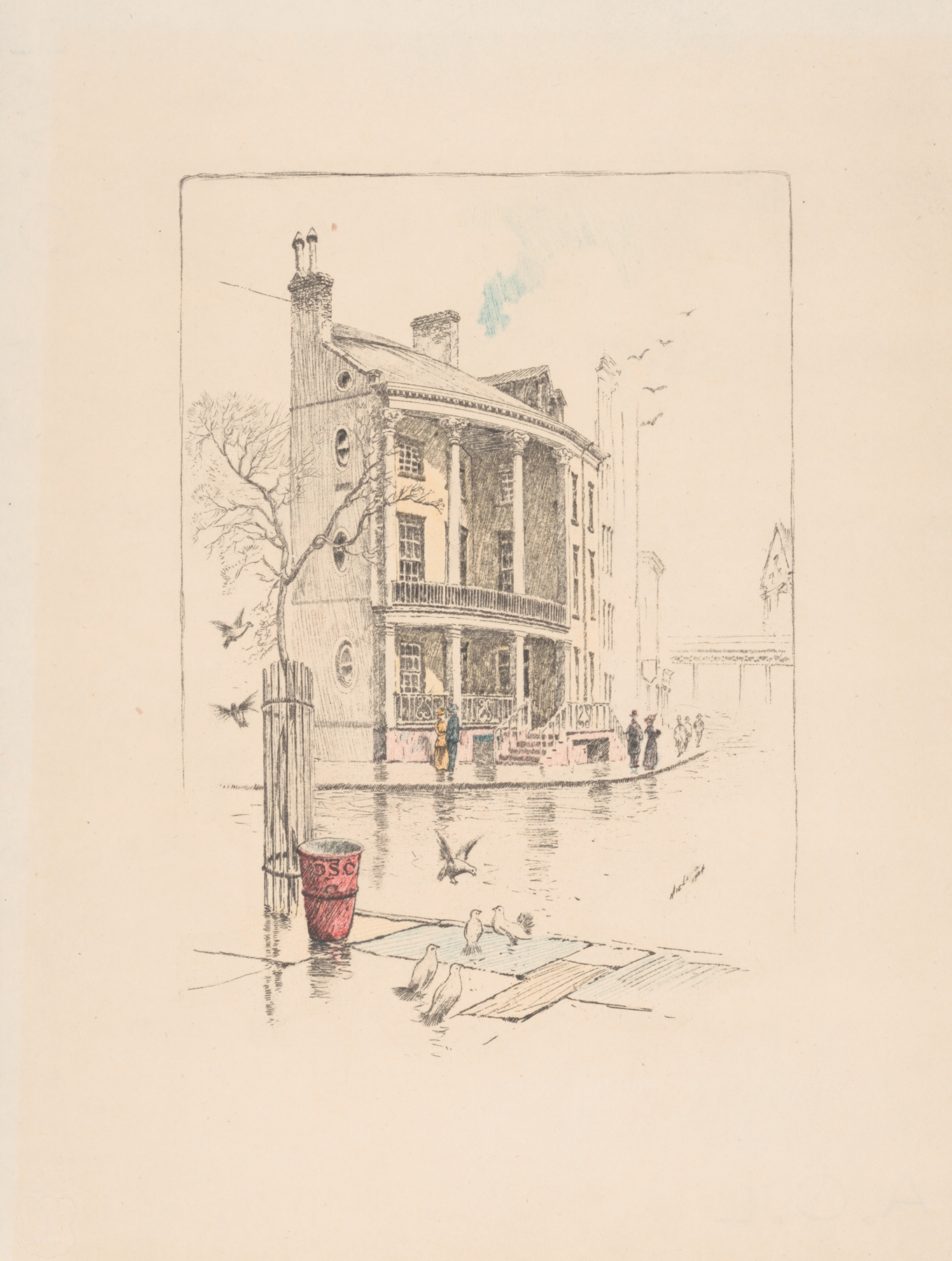 Architecture of Rogers’ house, no. 7 State Street by Charles Frederick William Mielatz, etching