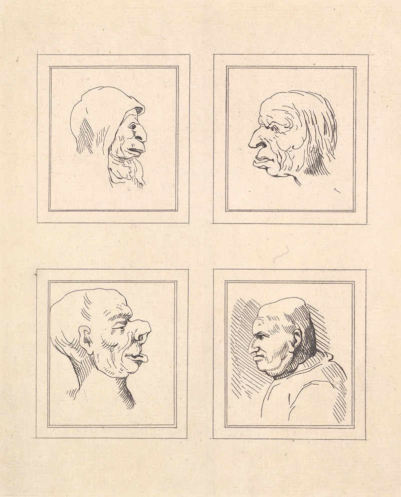 A playful caricature by Wenceslaus Hollar showcasing exaggerated features.