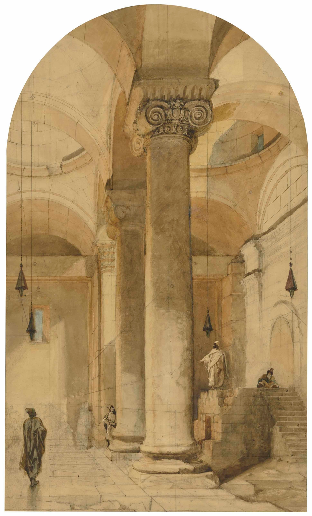 Interior of the Golden Gateway in the Temple area of Jerusalem by Carl Haag, oil painting