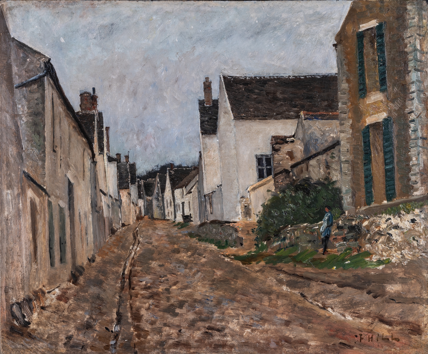 Landscape of French Village Street, Montigny by Carl Fredrik Hill, oil on canvas