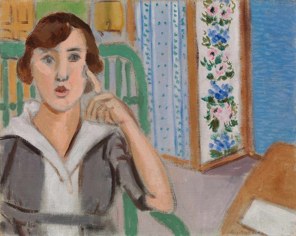 Henri Matisse's 'Woman and Screen' features a woman beside a decorative screen.