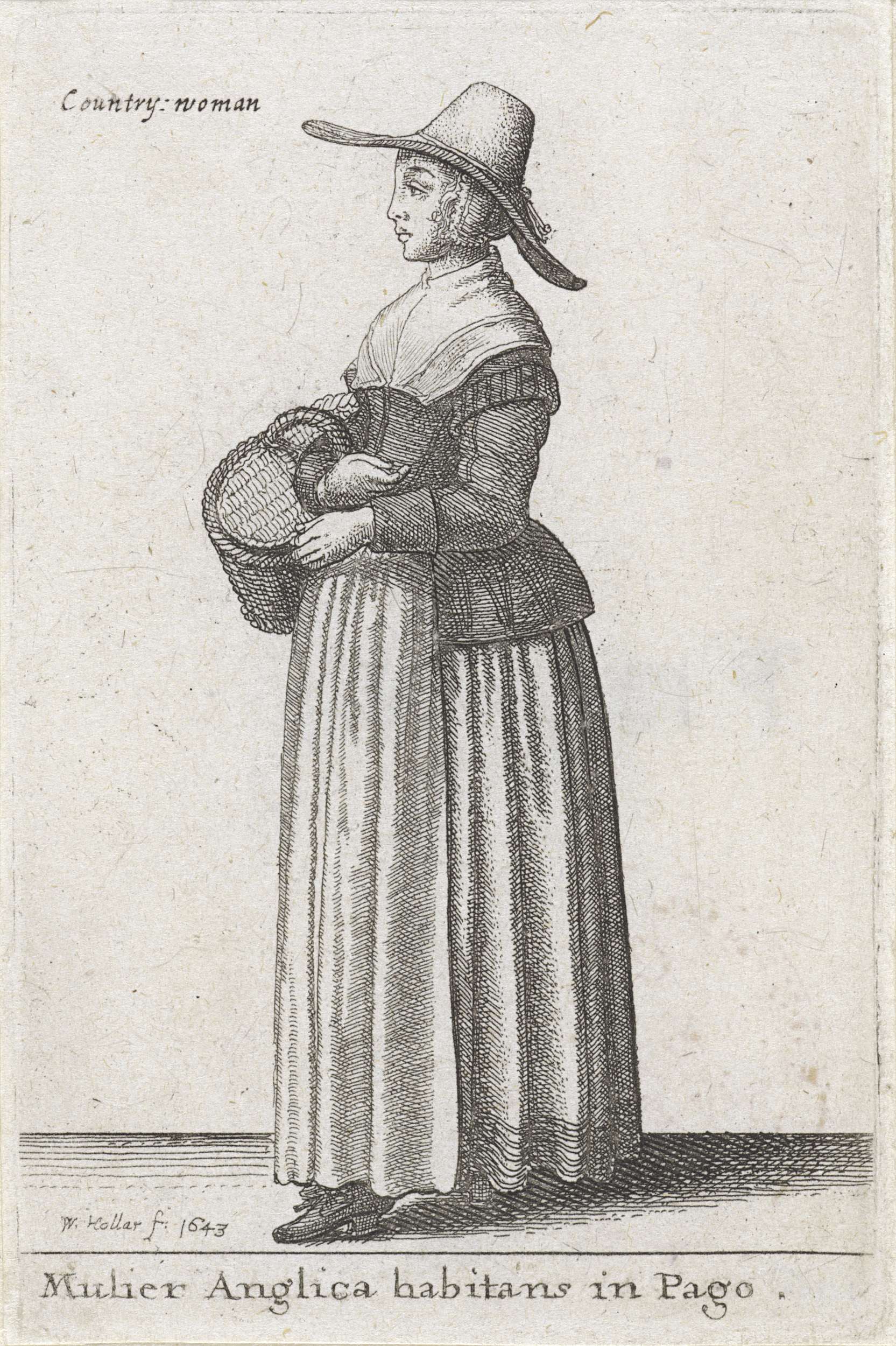 Country woman in traditional dress, etching by Wenceslaus Hollar