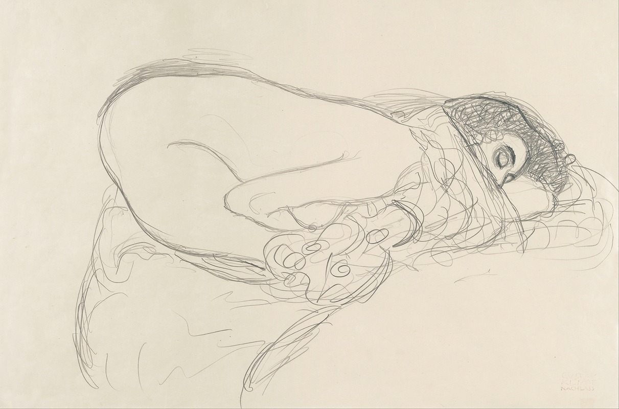 Gustav Klimt's 'Semi-Nude leaning forward' is a preparatory work for the painting Leda.