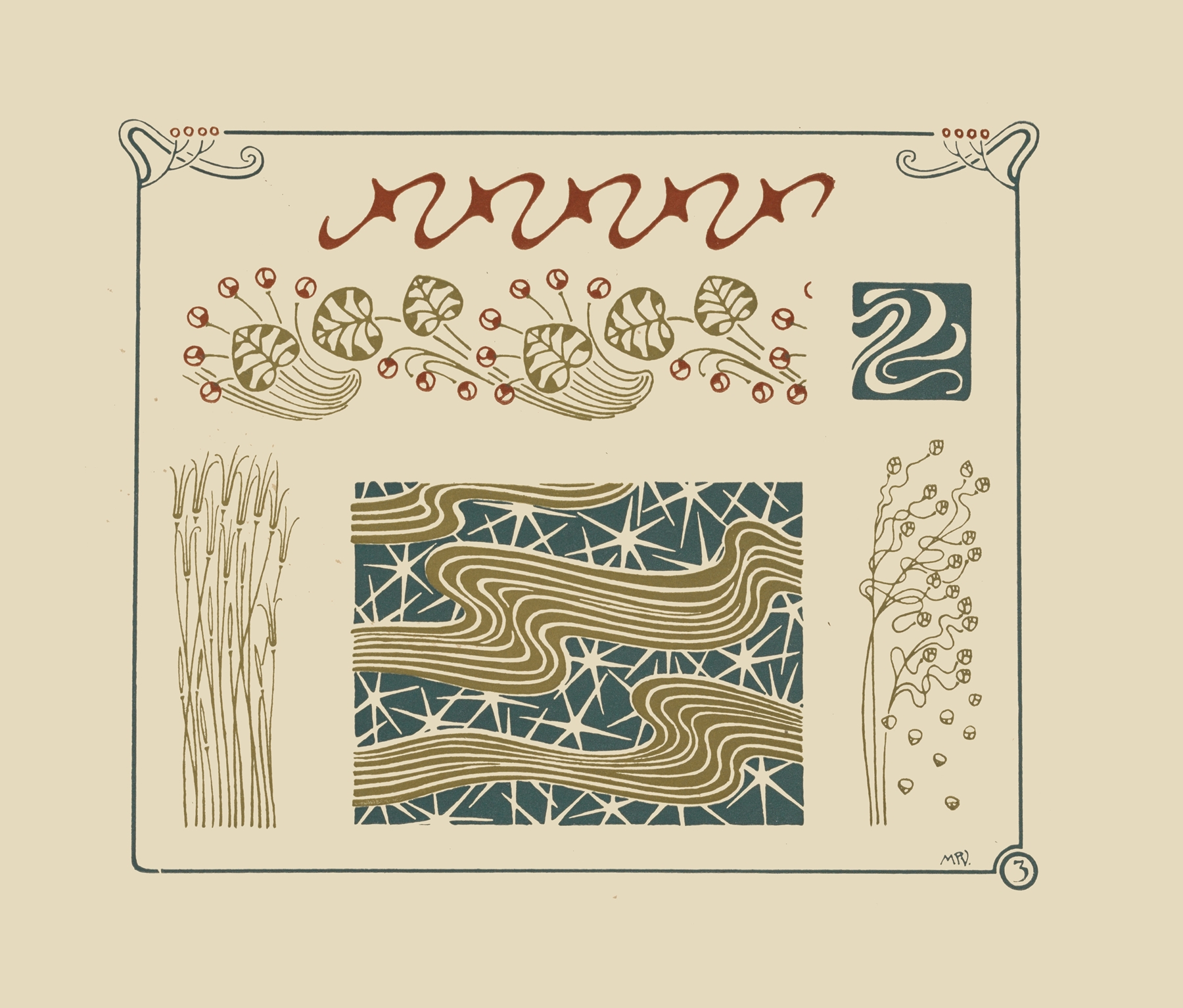 Abstract design based on grasses and leaves, by Maurice Pillard Verneuil, public domain