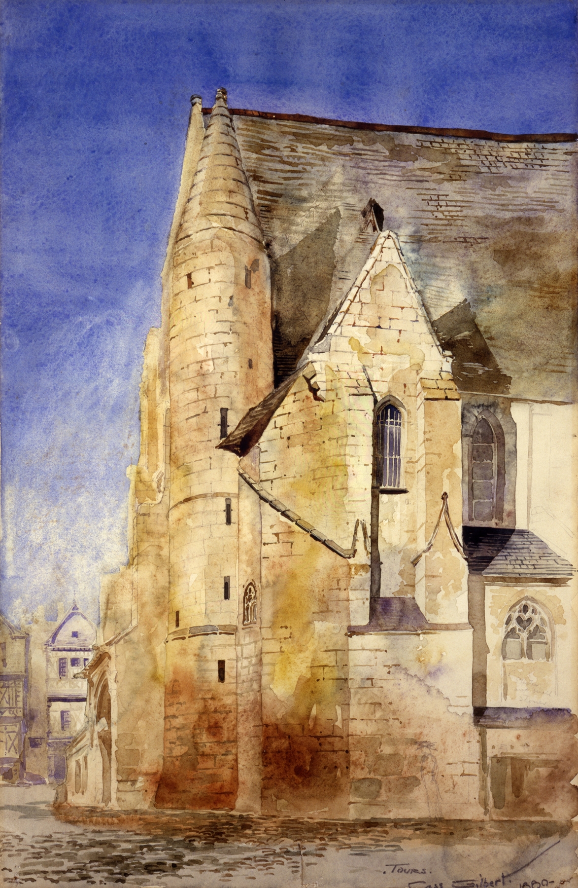 Old Church, Tours, France, by Cass Gilbert, public domain