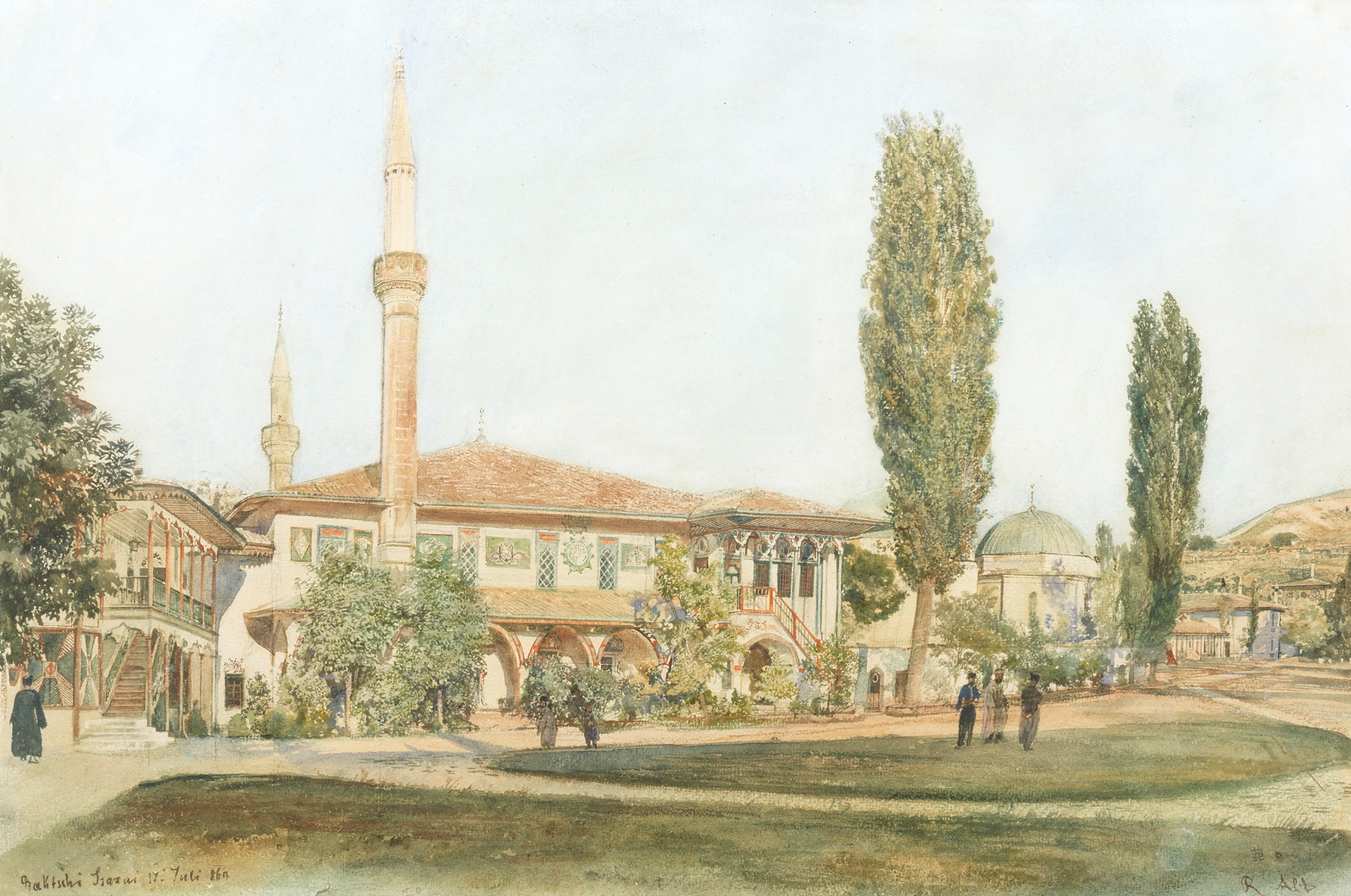 View of the Khan’s Palace at Bakhchisarai, Crimea, by Rudolf von Alt, public domain