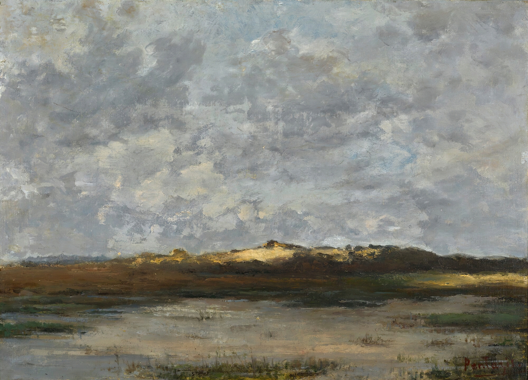 Beach by Pericles Pantazis, oil painting depicting a serene beach scene with gentle waves and soft sand.