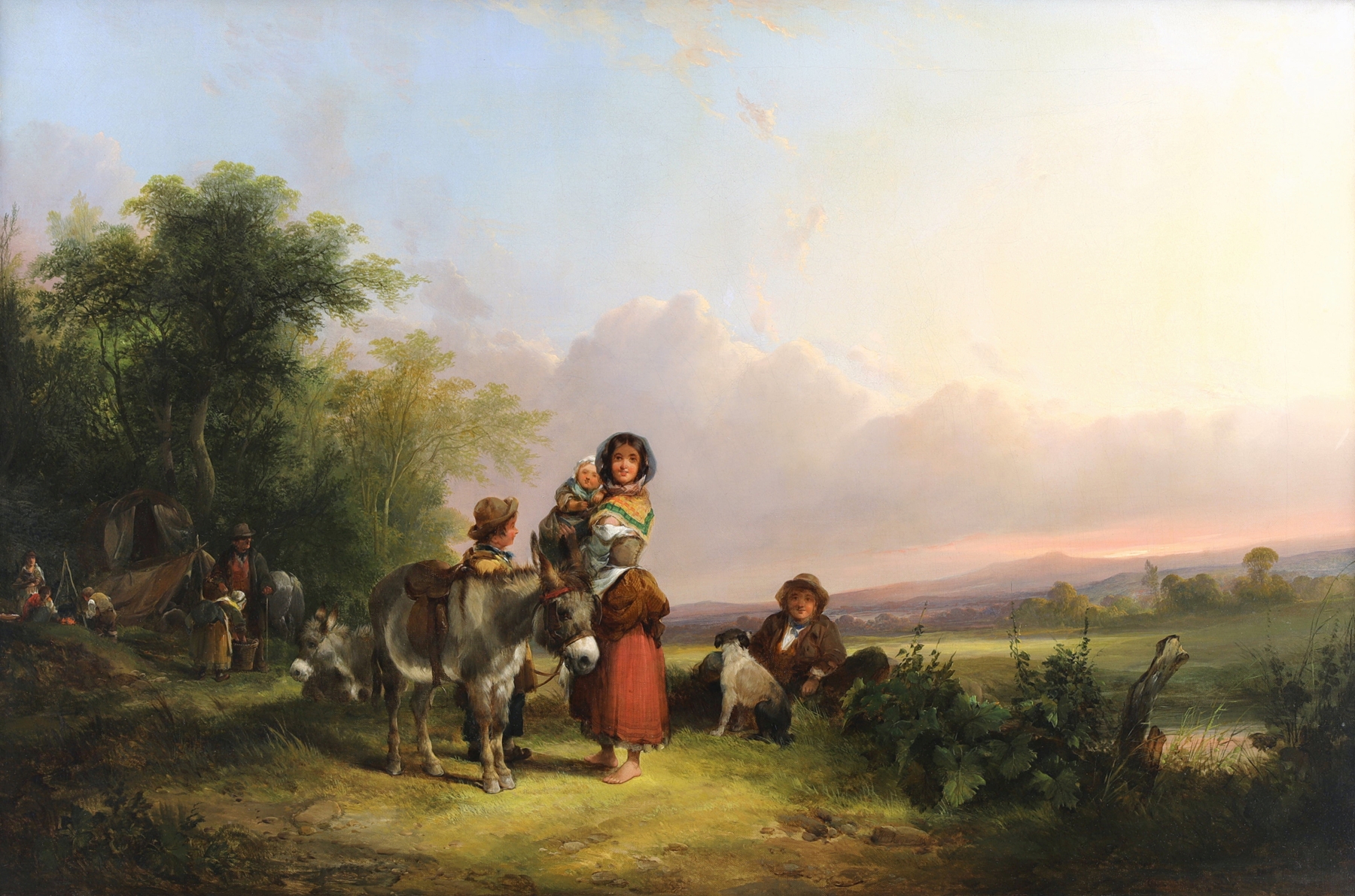 A Gypsy Camp at Sunset, by William Shayer, public domain