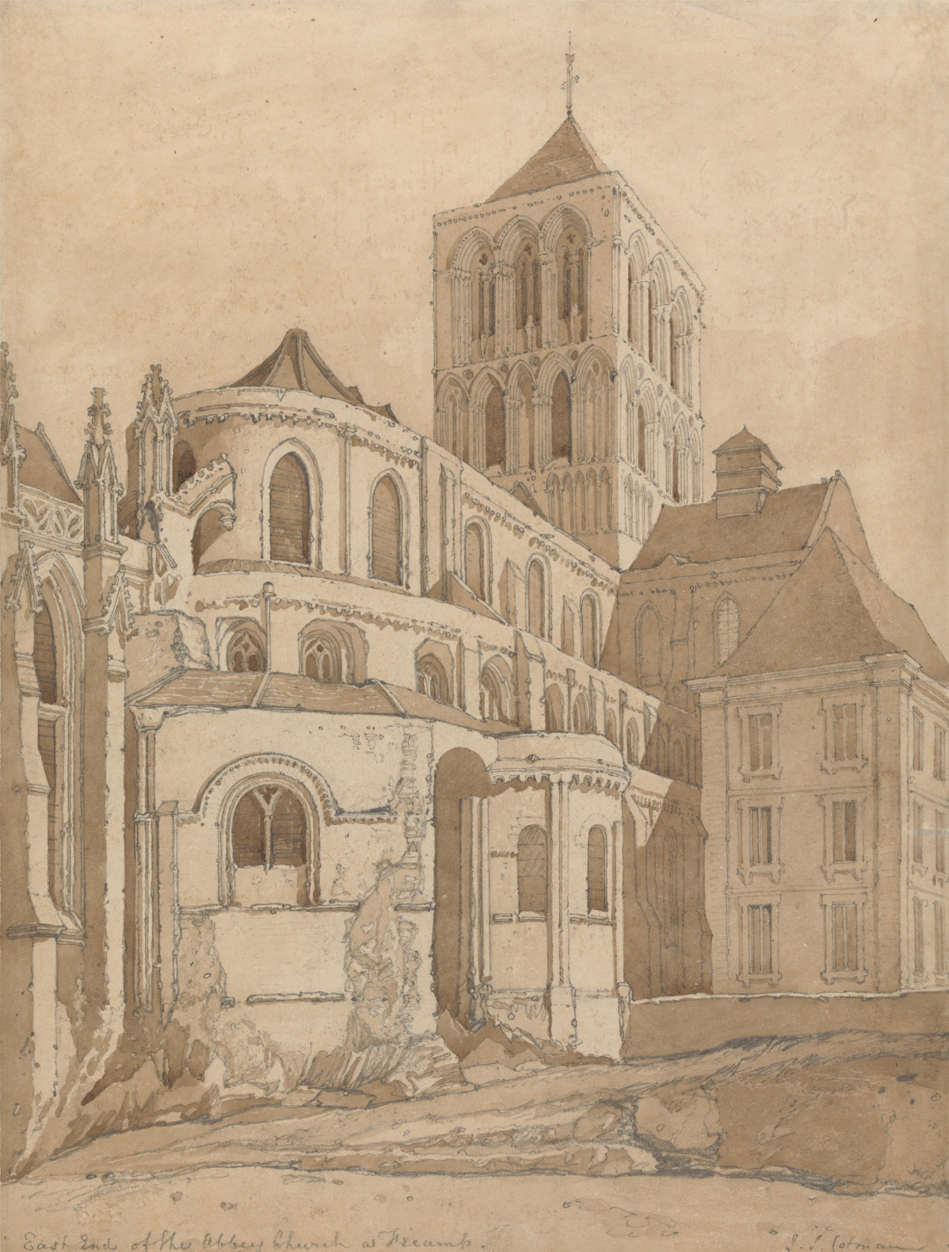 Abbey Church at Fecamp, Normandy by John Sell Cotman, watercolor on paper
