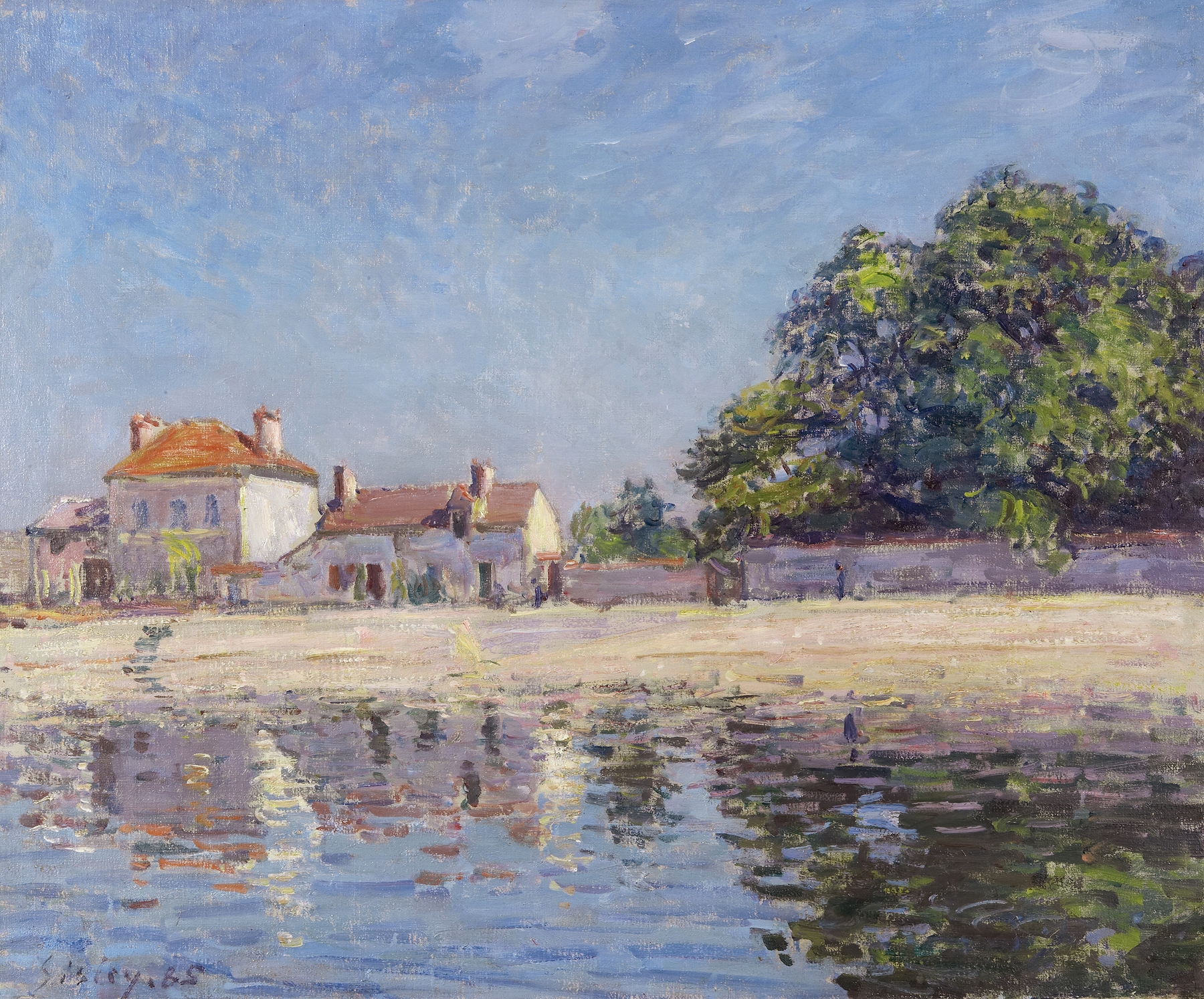 Bords du Loing, Saint-Mammes by Alfred Sisley, oil on canvas depicting a tranquil river landscape.