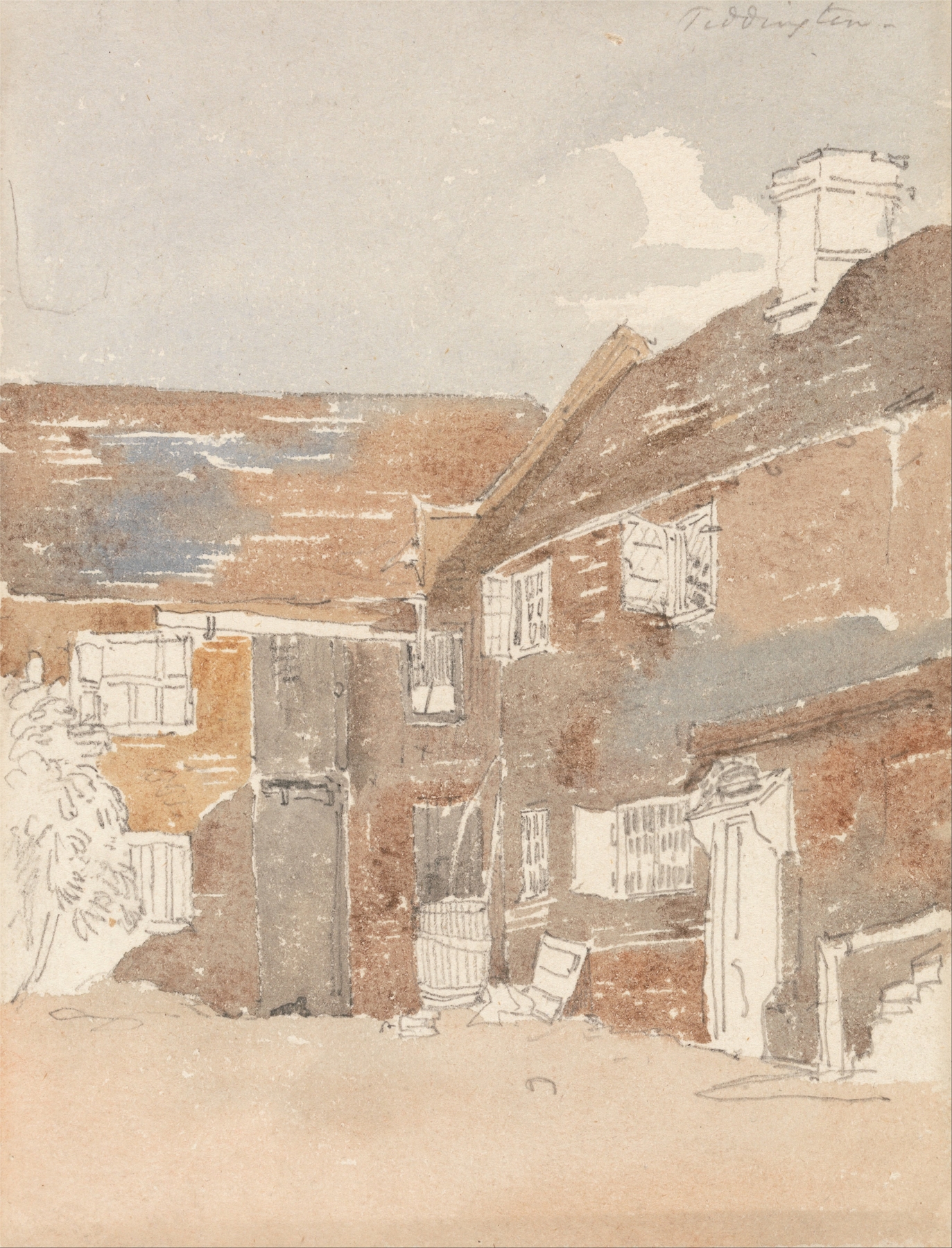 Houses at Teddington on the Thames, by Peter DeWint, public domain