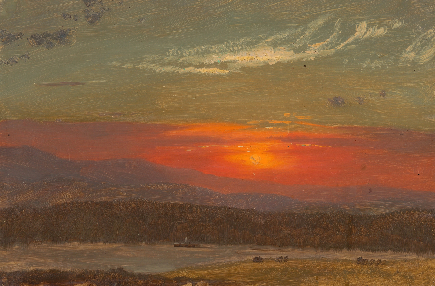 Sunset over the Catskills, by Frederic Edwin Church, public domain