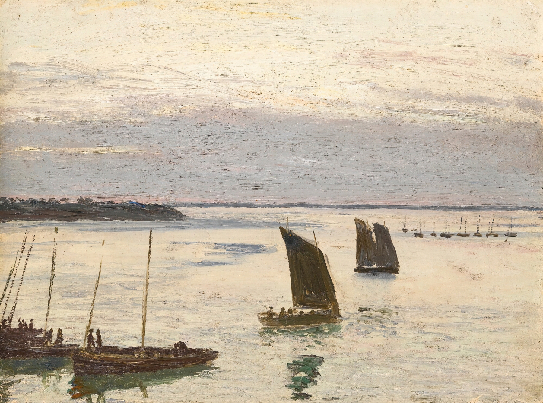 Marine scene with water reflections by Nikolai Nikanorovich Dubovskoy, Impressionism