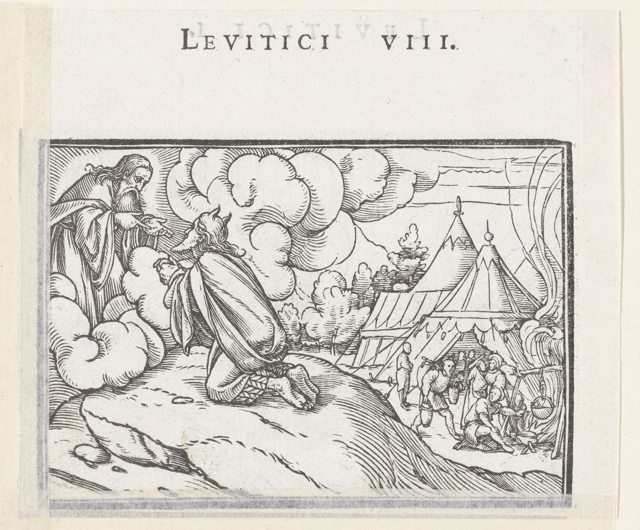 Moses receiving priestly instructions, etching by Hans Holbein II