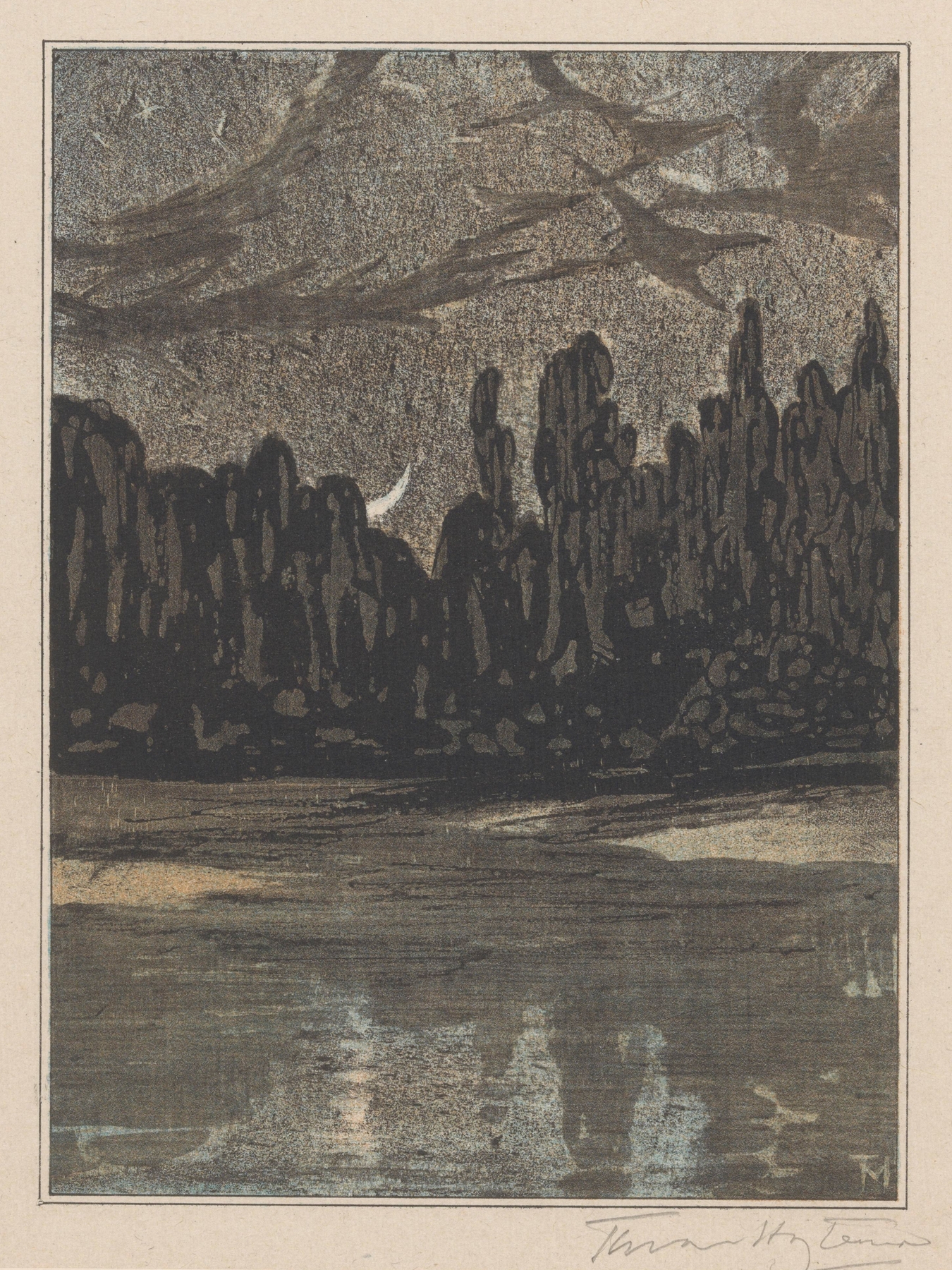 Twilight landscape with migratory birds by Theo van Hoytema, medium unknown