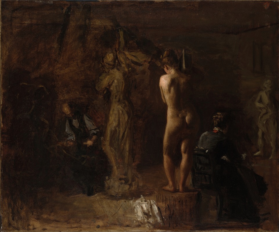 Thomas Eakins' study of William Rush carving an allegorical figure of the Schuylkill River.