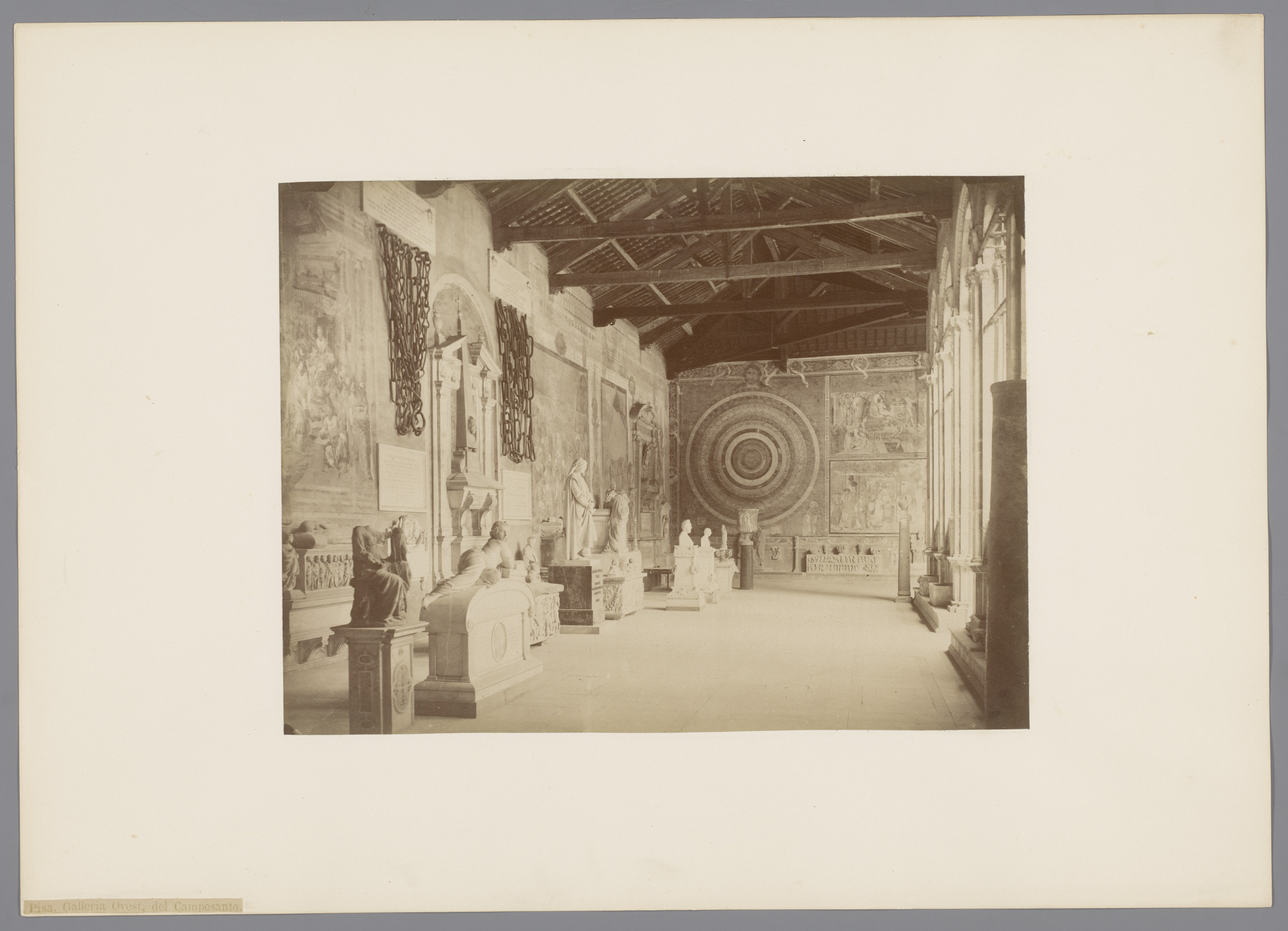 Interior of the Camposanto in Pisa, Italy, albumen print by Alfredo Noack