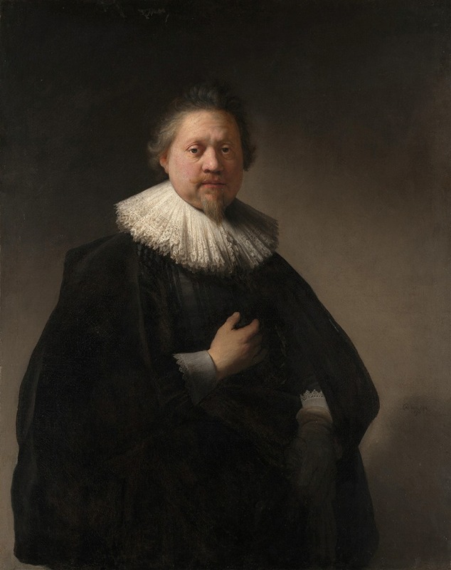 A striking portrait of a man by Rembrandt van Rijn.