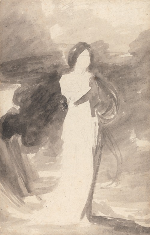 A portrait of a lady standing, showcasing George Romney's elegant style.