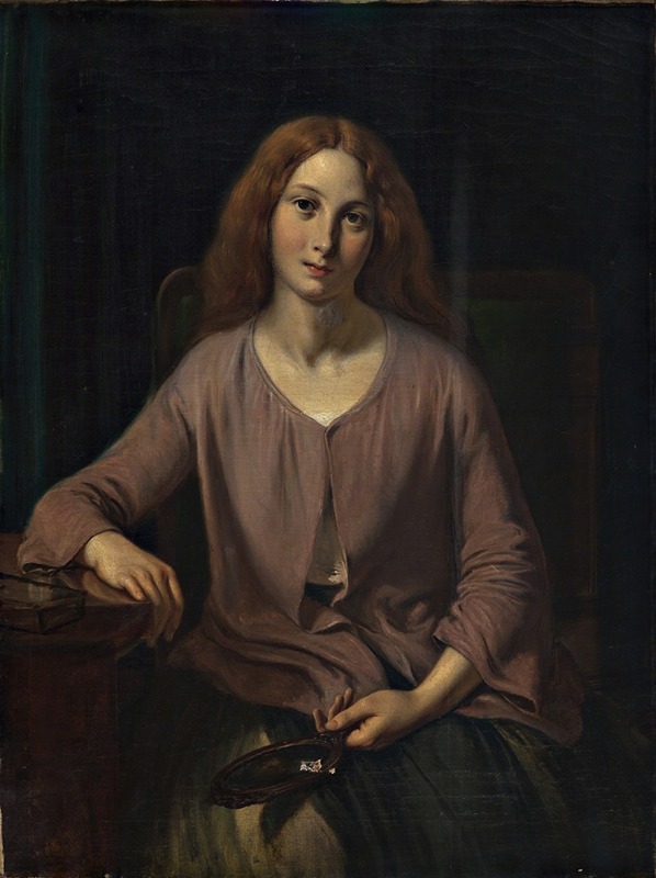A depiction of a Venetian woman in a restroom setting.