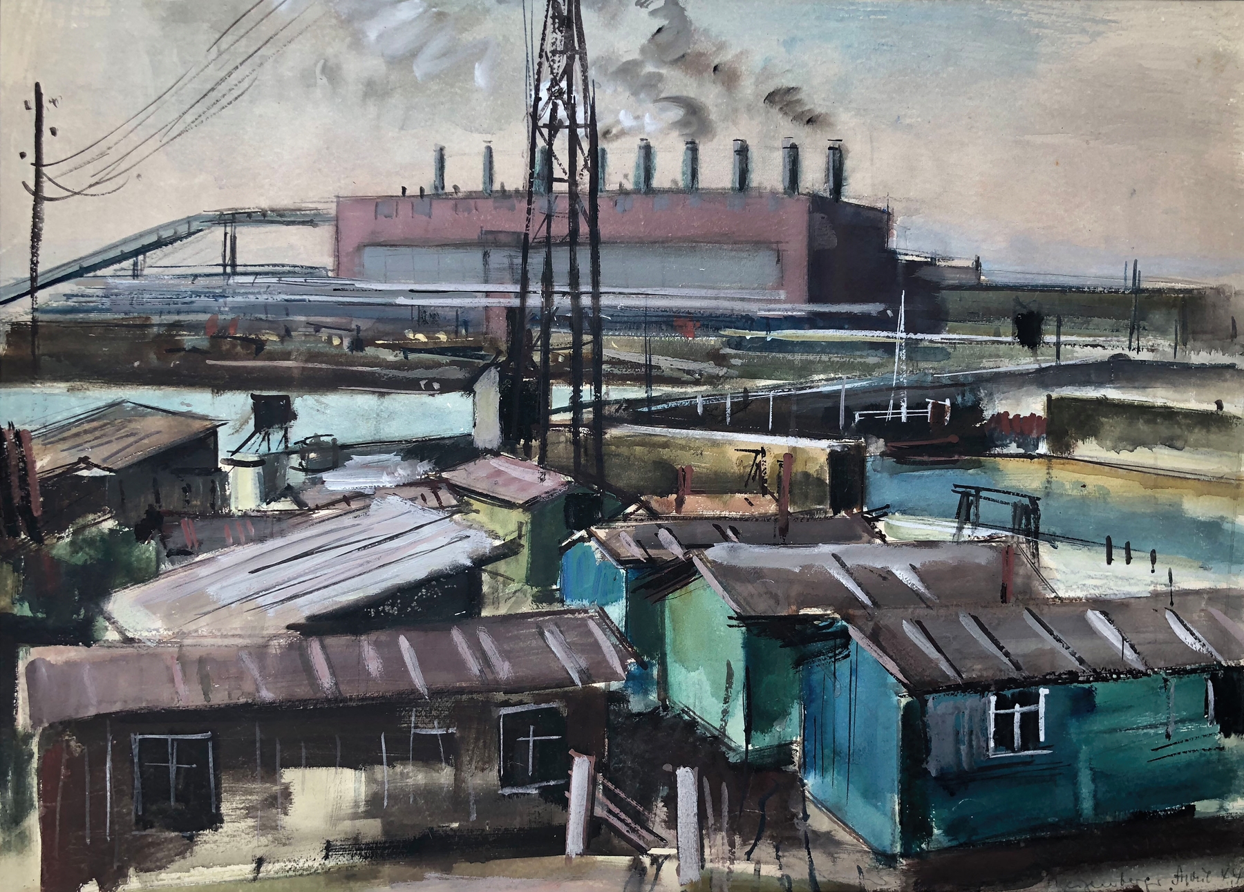 Industrieanlage by Otto Geigenberger, expressionism, depicting a factory with machinery