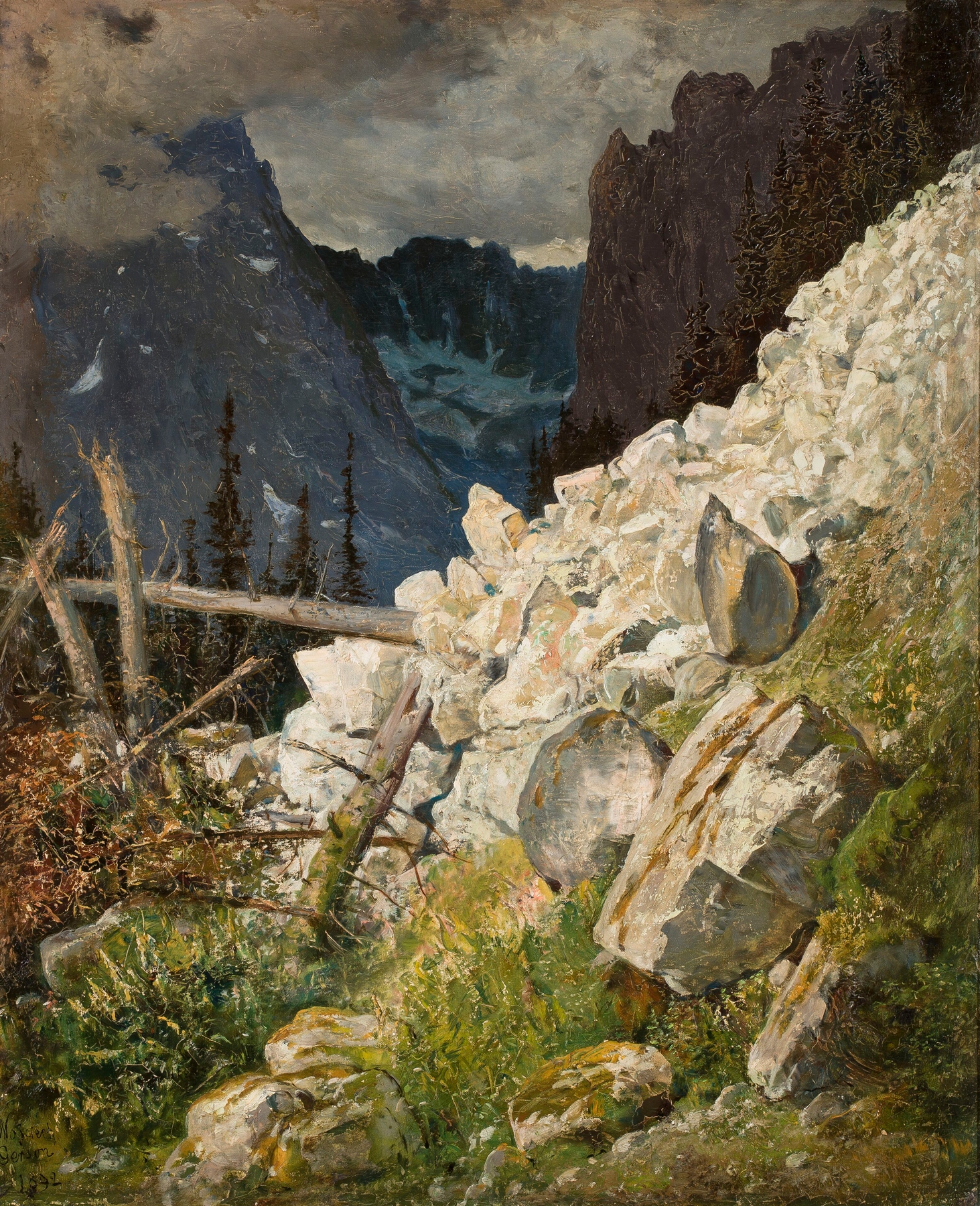 Rockslide in the White Water Valley in the Tatra Mountains by Wojciech Gerson, oil painting